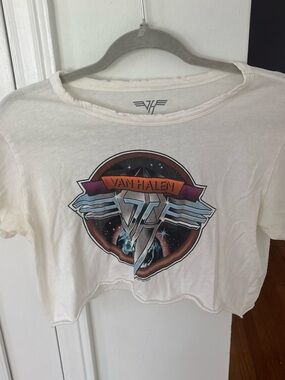 White Graphic Crop Tee - Women's Top